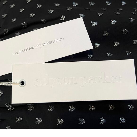 NWT Adyson Parker S pullover long sleeve blouse top, black, silver, shirred cuff - Picture 5 of 9